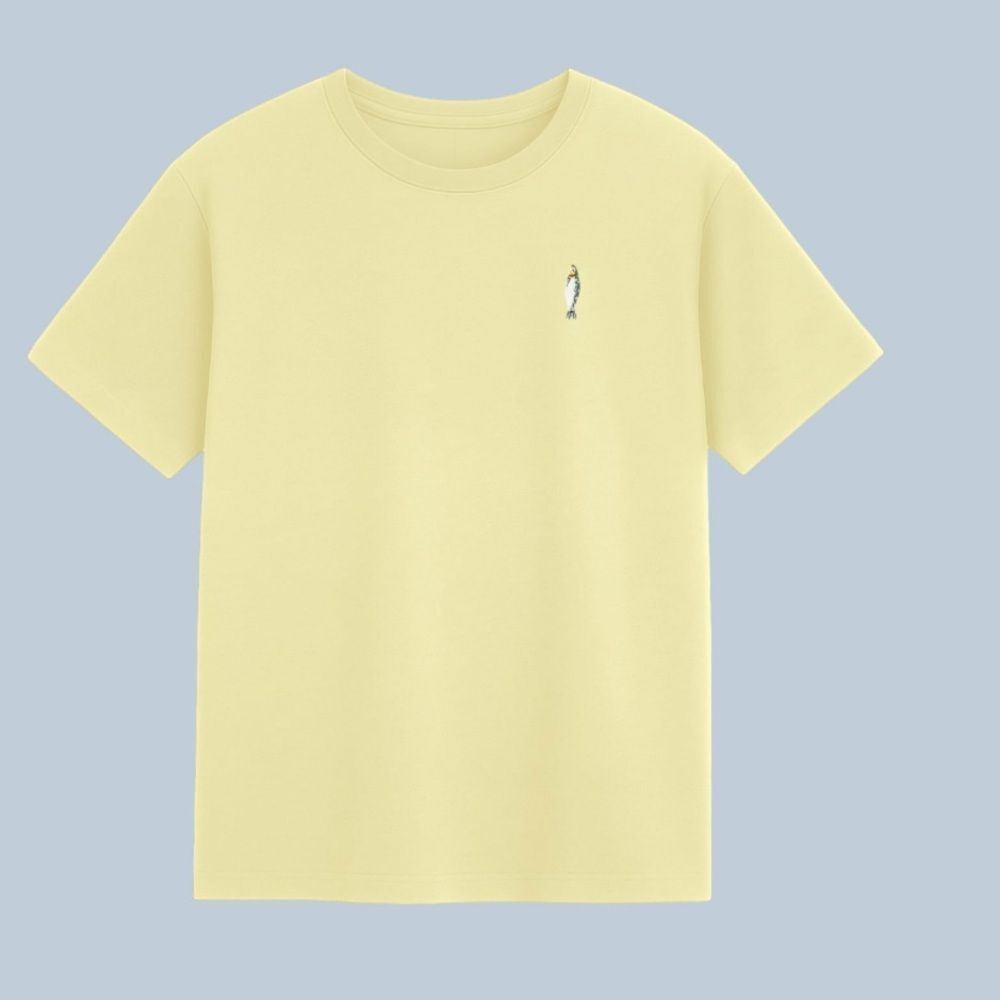 Men's Light Yellow Tee with Embroidered Detail
